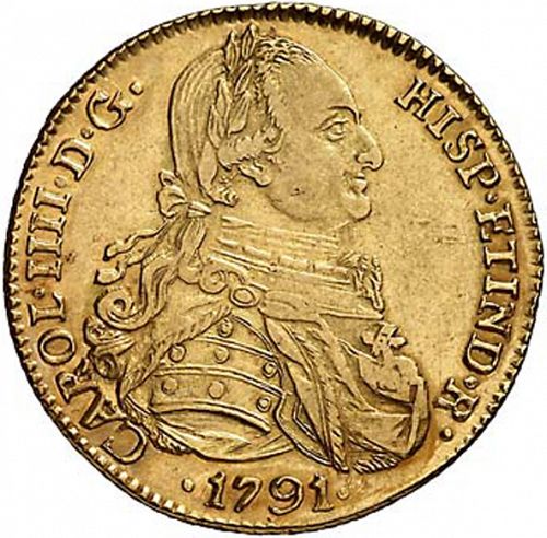 4 Escudos Obverse Image minted in SPAIN in 1791PR (1788-08  -  CARLOS IV)  - The Coin Database