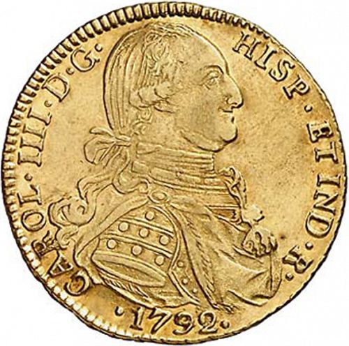 4 Escudos Obverse Image minted in SPAIN in 1792PR (1788-08  -  CARLOS IV)  - The Coin Database
