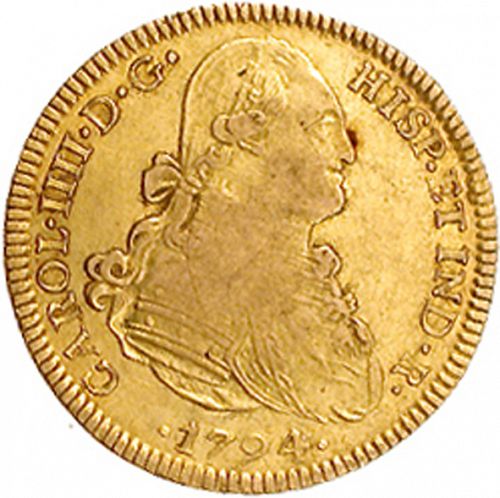 4 Escudos Obverse Image minted in SPAIN in 1794FM (1788-08  -  CARLOS IV)  - The Coin Database