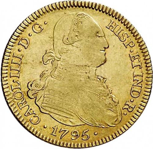 4 Escudos Obverse Image minted in SPAIN in 1795PP (1788-08  -  CARLOS IV)  - The Coin Database