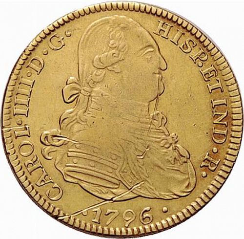 4 Escudos Obverse Image minted in SPAIN in 1796FM (1788-08  -  CARLOS IV)  - The Coin Database