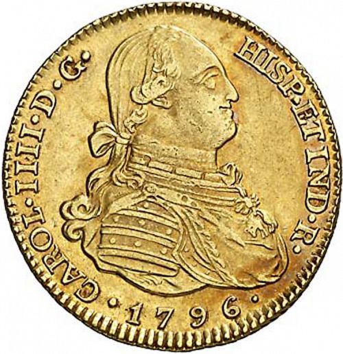 4 Escudos Obverse Image minted in SPAIN in 1796MF (1788-08  -  CARLOS IV)  - The Coin Database