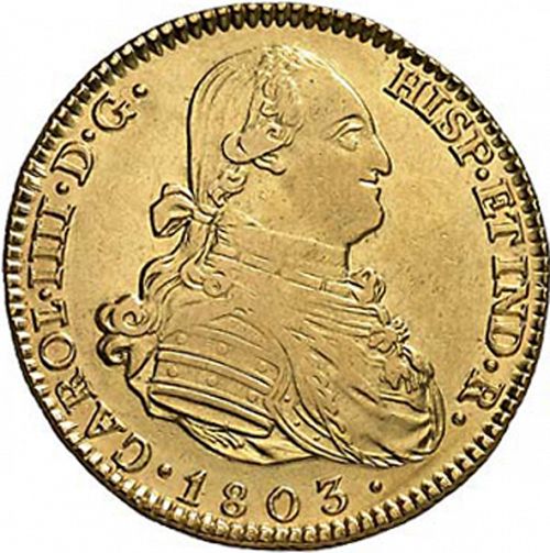 4 Escudos Obverse Image minted in SPAIN in 1803FA (1788-08  -  CARLOS IV)  - The Coin Database