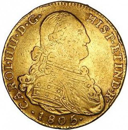 4 Escudos Obverse Image minted in SPAIN in 1805JJ (1788-08  -  CARLOS IV)  - The Coin Database
