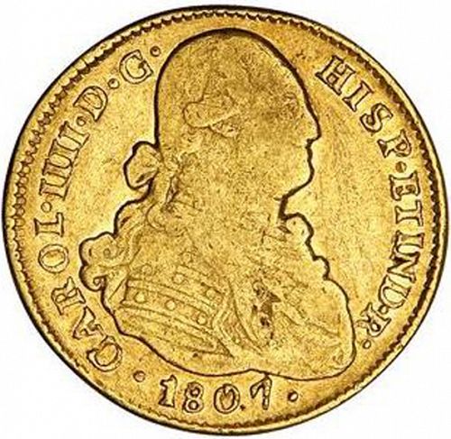 4 Escudos Obverse Image minted in SPAIN in 1807FJ (1788-08  -  CARLOS IV)  - The Coin Database