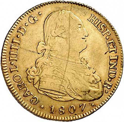 4 Escudos Obverse Image minted in SPAIN in 1807PJ (1788-08  -  CARLOS IV)  - The Coin Database