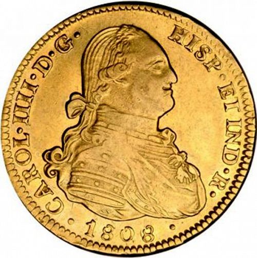 4 Escudos Obverse Image minted in SPAIN in 1808TH (1788-08  -  CARLOS IV)  - The Coin Database