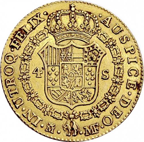 4 Escudos Reverse Image minted in SPAIN in 1791MF (1788-08  -  CARLOS IV)  - The Coin Database