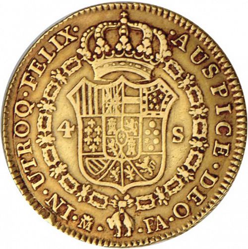 4 Escudos Reverse Image minted in SPAIN in 1801FA (1788-08  -  CARLOS IV)  - The Coin Database