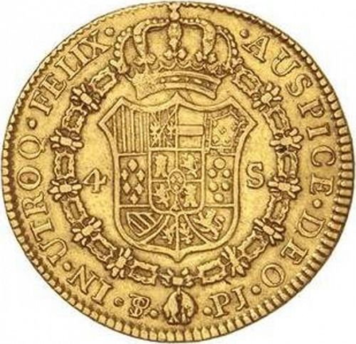 4 Escudos Reverse Image minted in SPAIN in 1803PJ (1788-08  -  CARLOS IV)  - The Coin Database