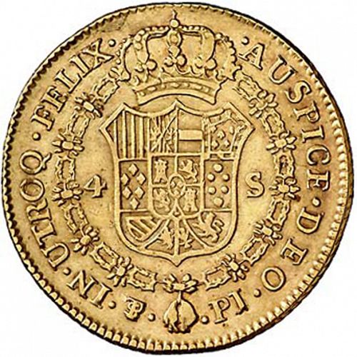 4 Escudos Reverse Image minted in SPAIN in 1807PJ (1788-08  -  CARLOS IV)  - The Coin Database