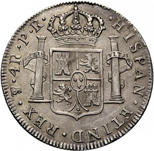 4 Reales Reverse Image minted in SPAIN in 1779PR (1759-88  -  CARLOS III)  - The Coin Database