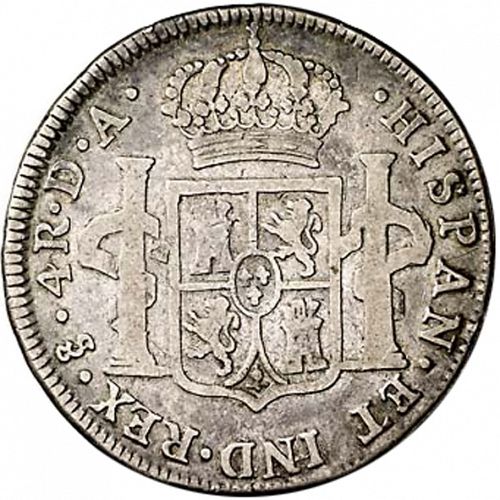 4 Reales Reverse Image minted in SPAIN in 1789DA (1759-88  -  CARLOS III)  - The Coin Database