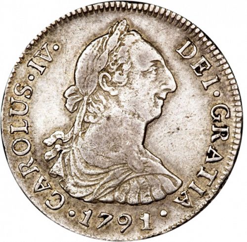4 Reales Obverse Image minted in SPAIN in 1791DA (1788-08  -  CARLOS IV)  - The Coin Database