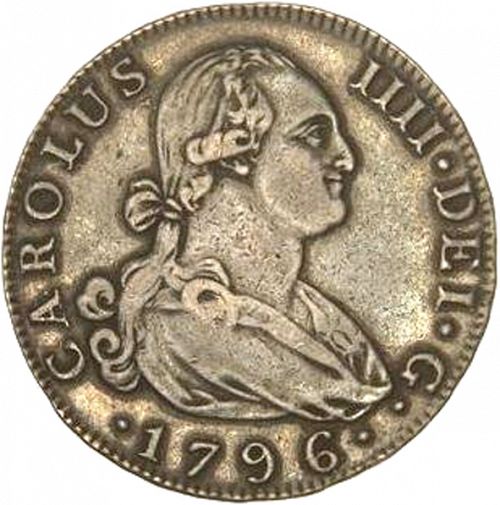 4 Reales Obverse Image minted in SPAIN in 1796MF (1788-08  -  CARLOS IV)  - The Coin Database