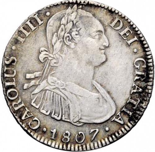 4 Reales Obverse Image minted in SPAIN in 1807PJ (1788-08  -  CARLOS IV)  - The Coin Database