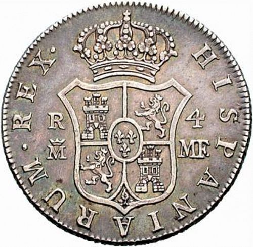 4 Reales Reverse Image minted in SPAIN in 1791MF (1788-08  -  CARLOS IV)  - The Coin Database