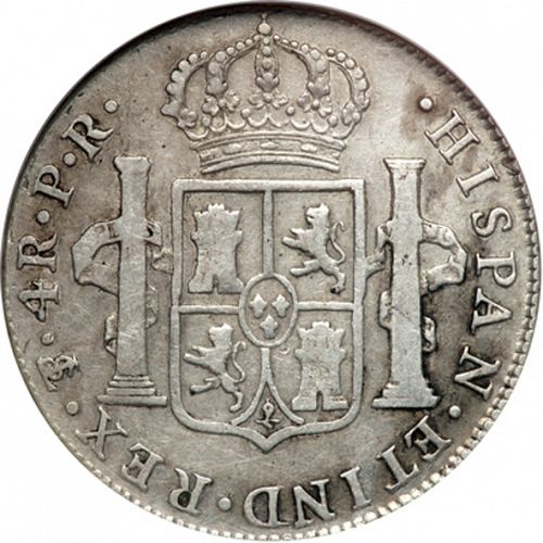 4 Reales Reverse Image minted in SPAIN in 1791PR (1788-08  -  CARLOS IV)  - The Coin Database