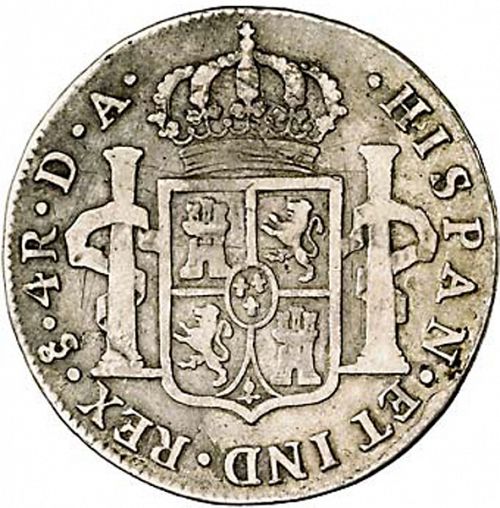 4 Reales Reverse Image minted in SPAIN in 1793DA (1788-08  -  CARLOS IV)  - The Coin Database