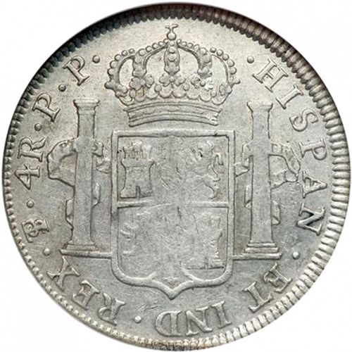 4 Reales Reverse Image minted in SPAIN in 1796PP (1788-08  -  CARLOS IV)  - The Coin Database