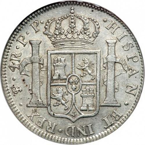 4 Reales Reverse Image minted in SPAIN in 1800PP (1788-08  -  CARLOS IV)  - The Coin Database