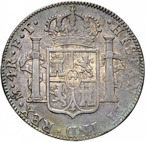 4 Reales Reverse Image minted in SPAIN in 1801FT (1788-08  -  CARLOS IV)  - The Coin Database