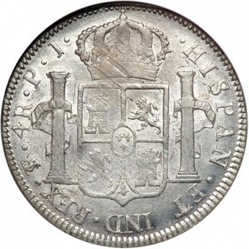 4 Reales Reverse Image minted in SPAIN in 1804PJ (1788-08  -  CARLOS IV)  - The Coin Database
