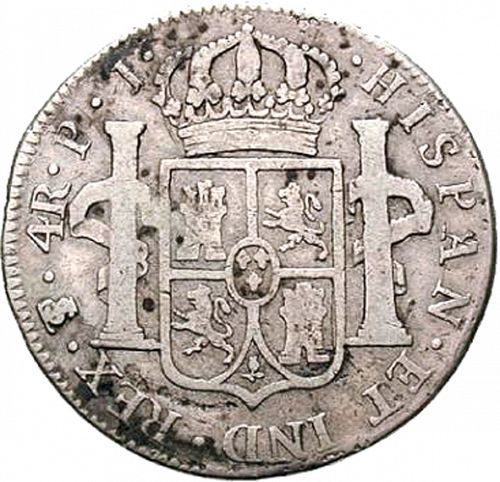 4 Reales Reverse Image minted in SPAIN in 1806PJ (1788-08  -  CARLOS IV)  - The Coin Database