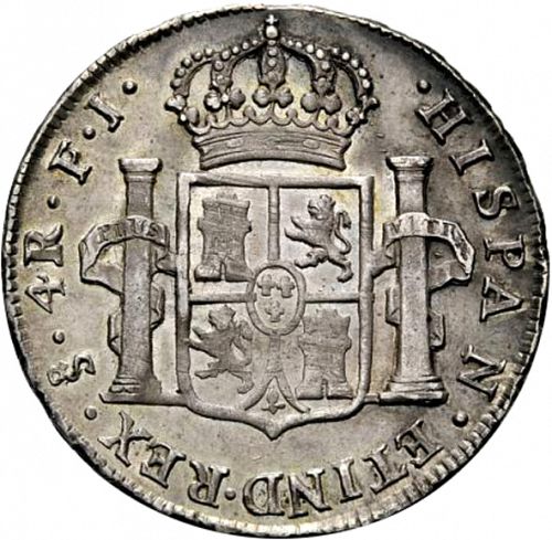 4 Reales Reverse Image minted in SPAIN in 1807FJ (1788-08  -  CARLOS IV)  - The Coin Database