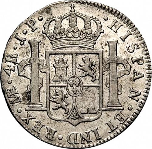 4 Reales Reverse Image minted in SPAIN in 1807JP (1788-08  -  CARLOS IV)  - The Coin Database