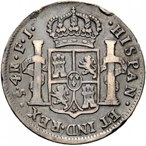 4 Reales Reverse Image minted in SPAIN in 1808FJ (1788-08  -  CARLOS IV)  - The Coin Database