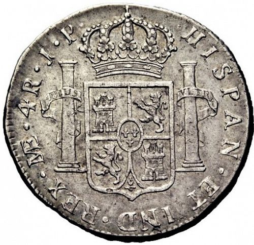 4 Reales Reverse Image minted in SPAIN in 1808JP (1788-08  -  CARLOS IV)  - The Coin Database