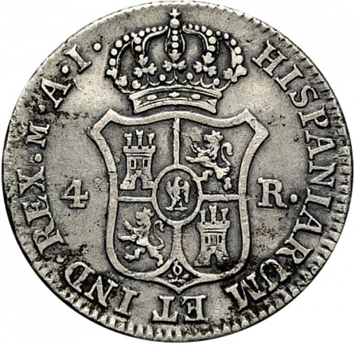 4 Reales Reverse Image minted in SPAIN in 1809AI (1808-13  -  JOSE NAPOLEON)  - The Coin Database