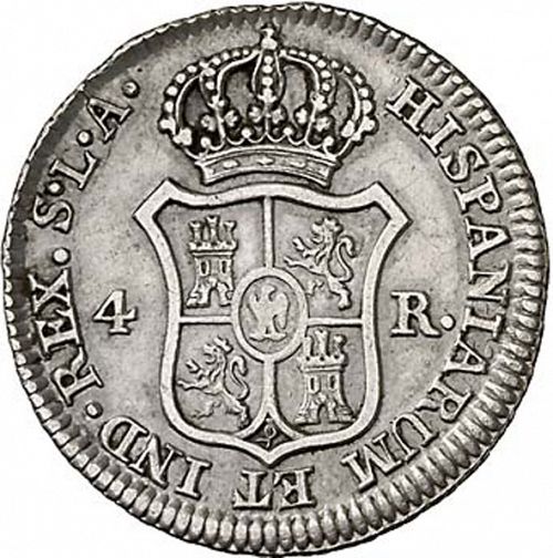 4 Reales Reverse Image minted in SPAIN in 1812LA (1808-13  -  JOSE NAPOLEON)  - The Coin Database