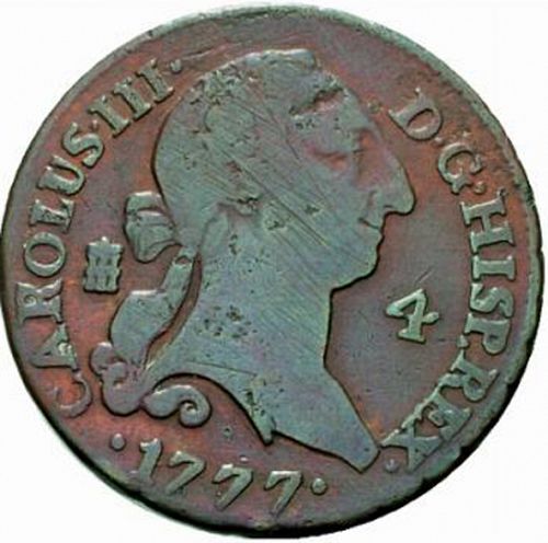 4 Maravedies Obverse Image minted in SPAIN in 1777 (1759-88  -  CARLOS III)  - The Coin Database