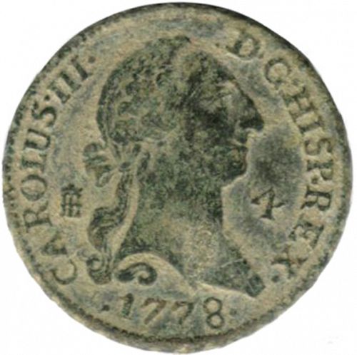 4 Maravedies Obverse Image minted in SPAIN in 1778 (1759-88  -  CARLOS III)  - The Coin Database