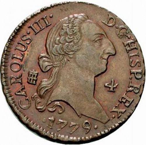 4 Maravedies Obverse Image minted in SPAIN in 1779 (1759-88  -  CARLOS III)  - The Coin Database