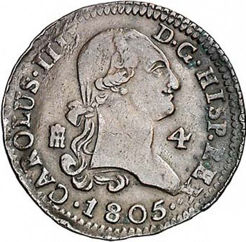 4 Maravedies Obverse Image minted in SPAIN in 1805 (1788-08  -  CARLOS IV)  - The Coin Database