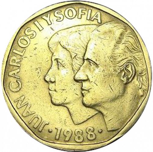 500 Pesetas Obverse Image minted in SPAIN in 1988 (1982-01  -  JUAN CARLOS I - New Design)  - The Coin Database