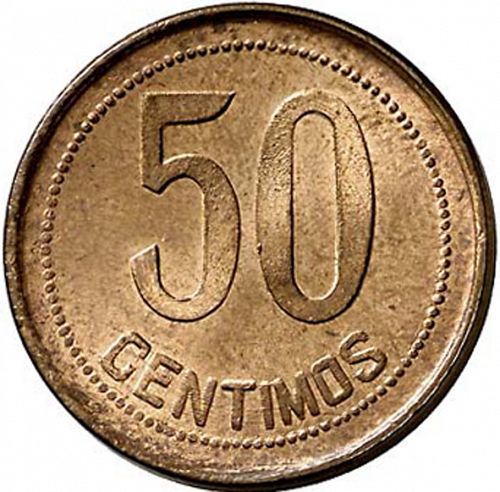 50 Céntimos Reverse Image minted in SPAIN in 1937 / 34 (1931-39  -  2nd REPUBLIC)  - The Coin Database