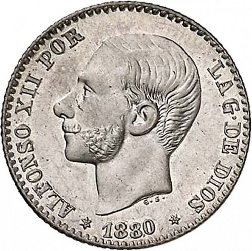 50 Céntimos Obverse Image minted in SPAIN in 1880 / 80 (1874-85  -  ALFONSO XII)  - The Coin Database