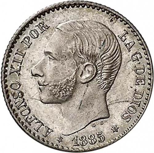 50 Céntimos Obverse Image minted in SPAIN in 1885 / 86 (1874-85  -  ALFONSO XII)  - The Coin Database