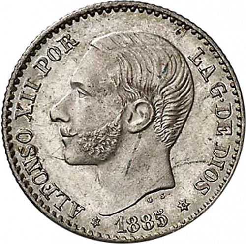 50 Céntimos Obverse Image minted in SPAIN in 1885 / 86 (1874-85 - ALFONSO XII) - The Coin Database