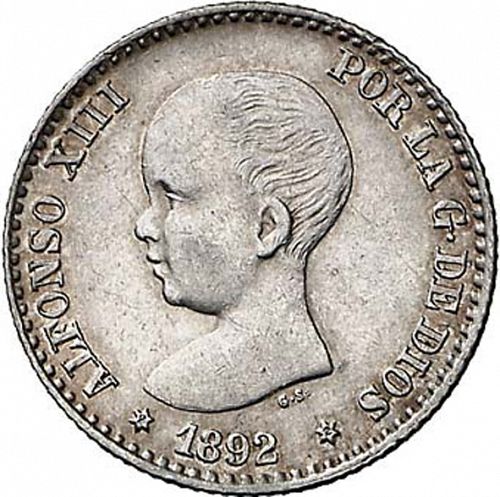 50 Céntimos Obverse Image minted in SPAIN in 1892 / 92 (1886-31  -  ALFONSO XIII)  - The Coin Database