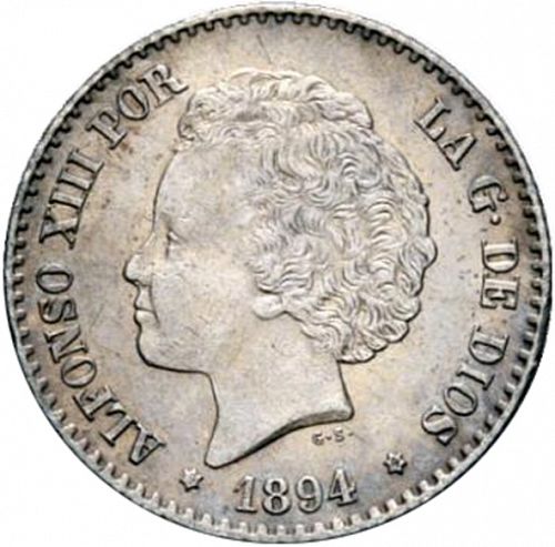 50 Céntimos Obverse Image minted in SPAIN in 1894 / 94 (1886-31  -  ALFONSO XIII)  - The Coin Database