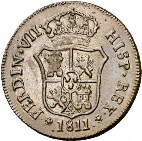 6 Cuartos Obverse Image minted in SPAIN in 1811 (1808-33  -  FERNANDO VII - Local coinage)  - The Coin Database
