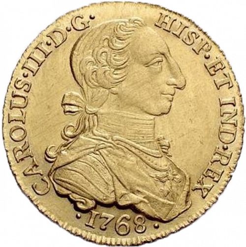 8 Escudos Obverse Image minted in SPAIN in 1768JV (1759-88  -  CARLOS III)  - The Coin Database