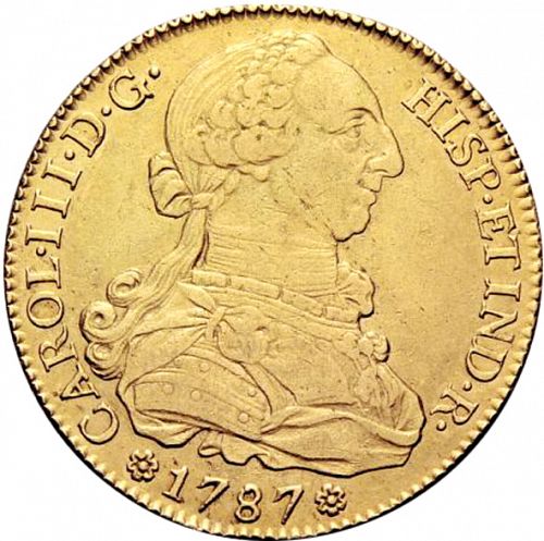 8 Escudos Obverse Image minted in SPAIN in 1787CM (1759-88  -  CARLOS III)  - The Coin Database