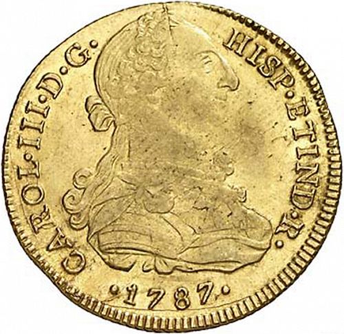 8 Escudos Obverse Image minted in SPAIN in 1787MI (1759-88  -  CARLOS III)  - The Coin Database