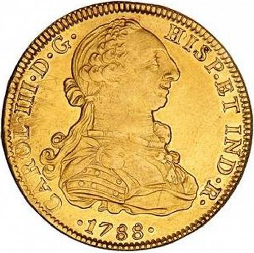 8 Escudos Obverse Image minted in SPAIN in 1788FM (1759-88  -  CARLOS III)  - The Coin Database